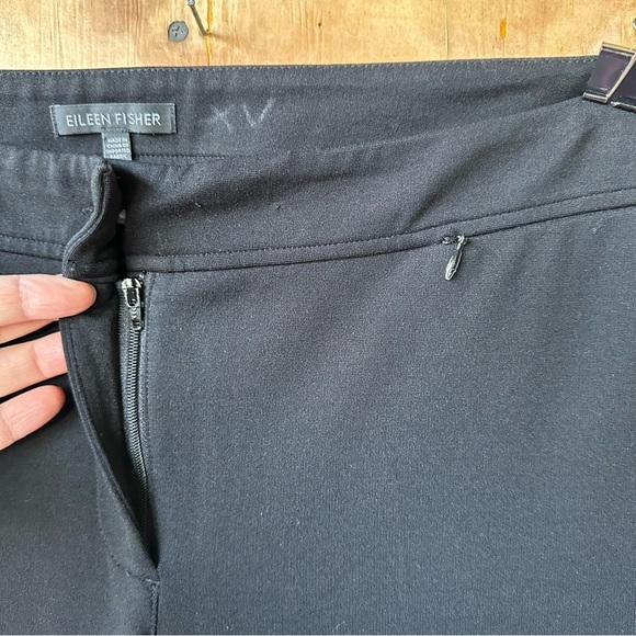 Eileen Fisher Black Ponte Straight Leg Mid Rise System Pants - Picture 8 of 10